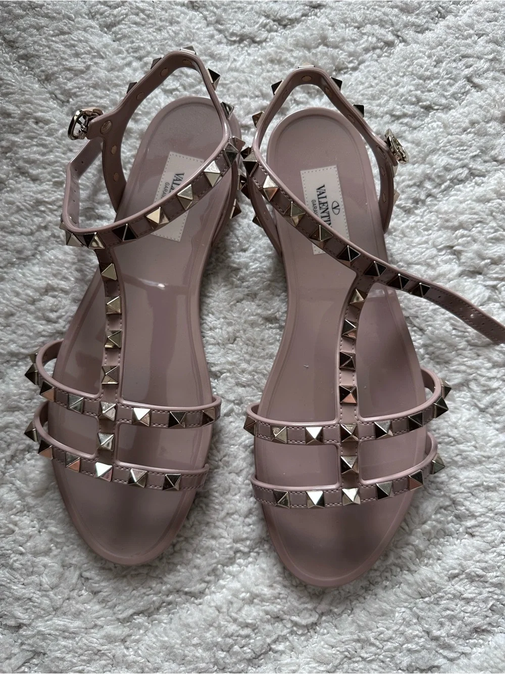 Valentino Pale Pink Rockstud Jelly Sandals